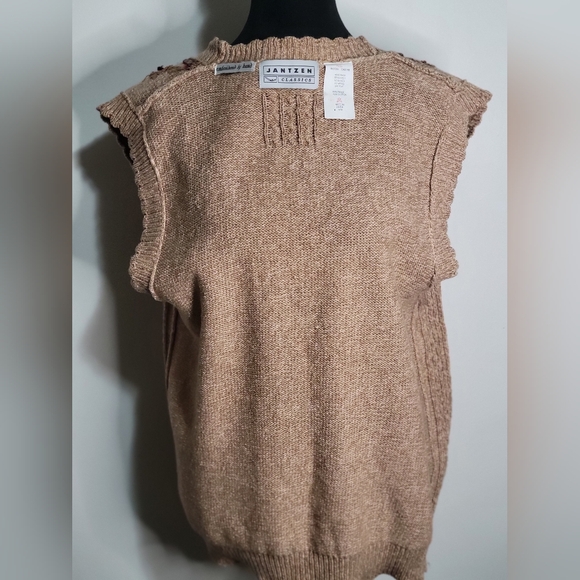 VTG Jantzen Classic Boho Oatmeal Knit Sweater Vest Hand Embroidered Size M. - Picture 5 of 8